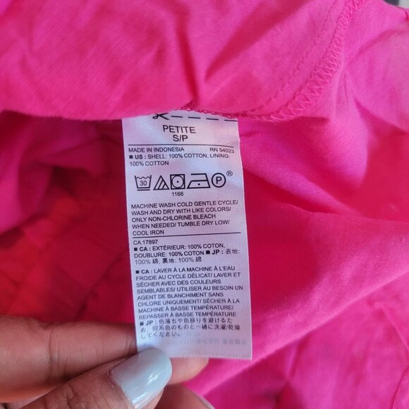 🤩Women's Blouse Sz S Petite Banana Republic Embroidered Eyelet Peplum Top pink - Picture 5 of 8